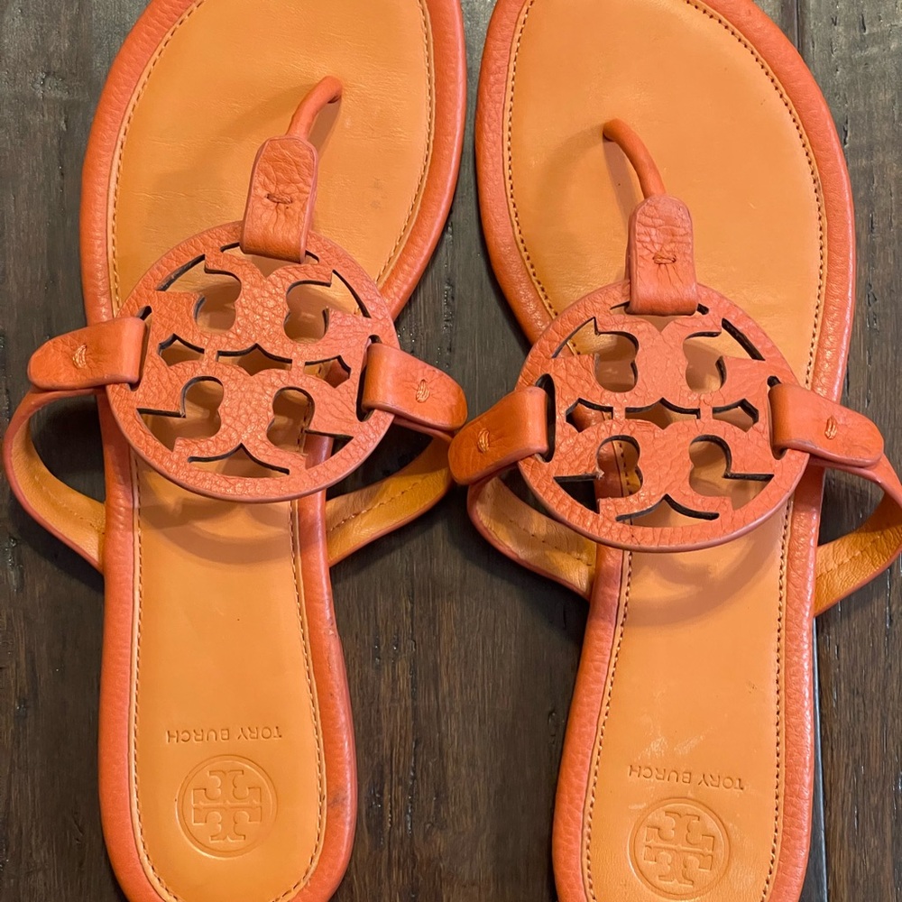 Tory Burch Orange Sandals with Signature Logo